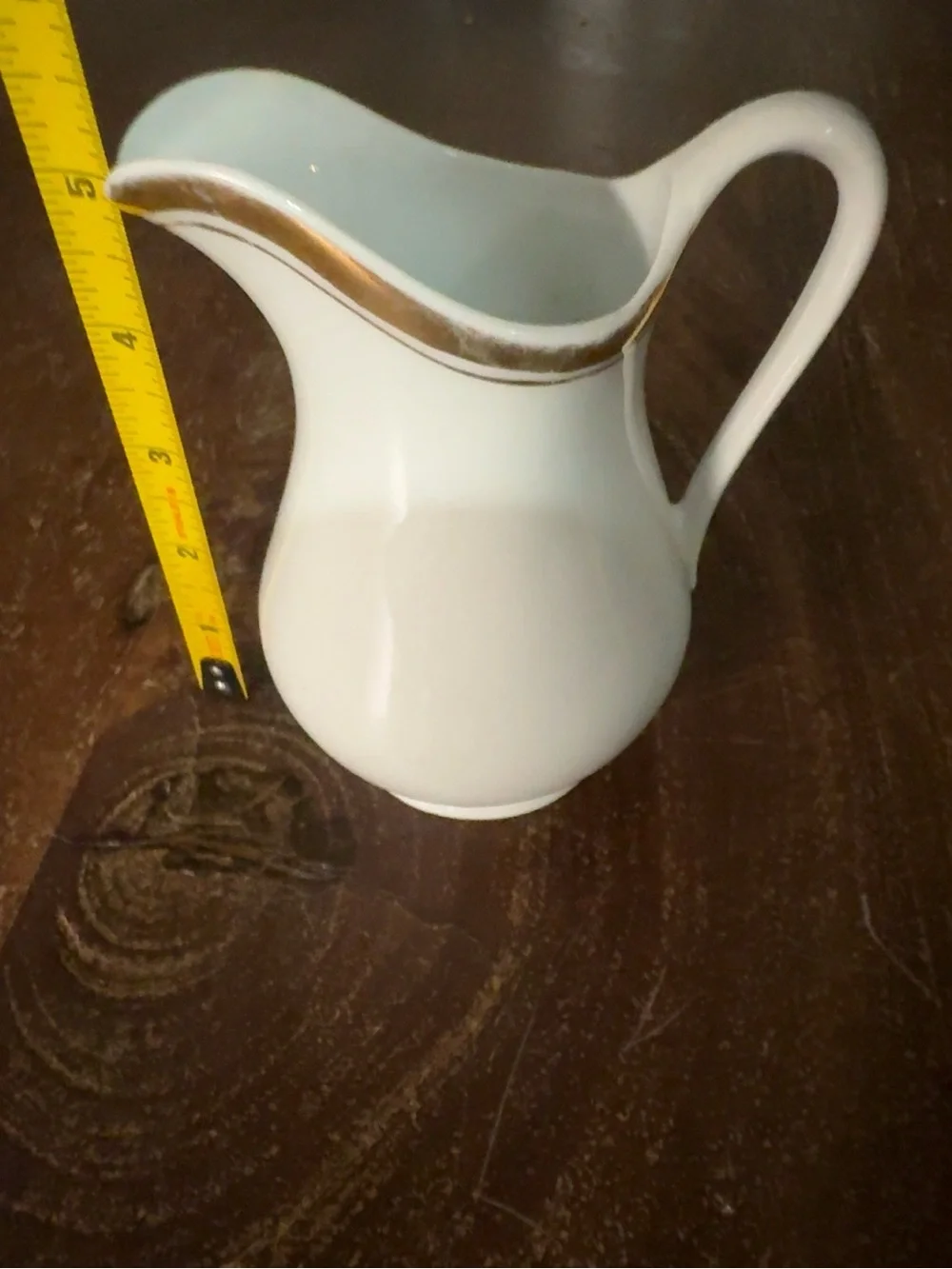 Vintage Made in Bavaria White Porcelain Creamer Pitcher Gold Trim Germany